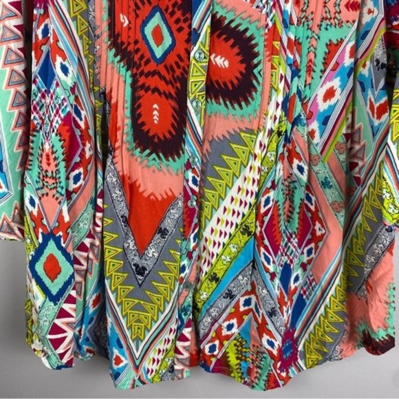 ORIENTIQUE Naturally Australian Multi Coloured Aztec Button Down - Picture 4 of 9